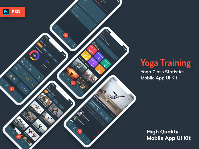 Yoga Class Mobile App Dark Version