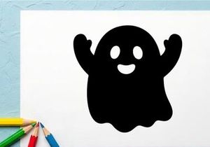 Cute Halloween Ghost Cartoon Character with Happy Expression