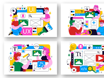 10 Ui Ux Design Vector Illustration