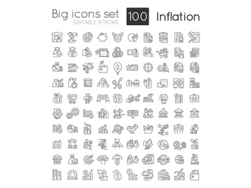 Inflation linear icons set preview picture