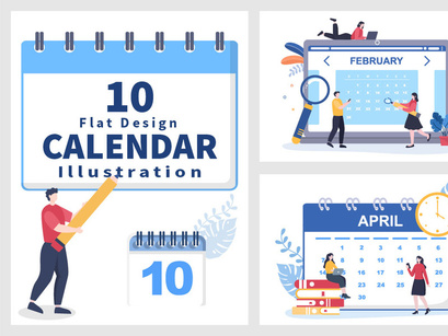 10 Calendar for Planning Work or Events Vector Illustration