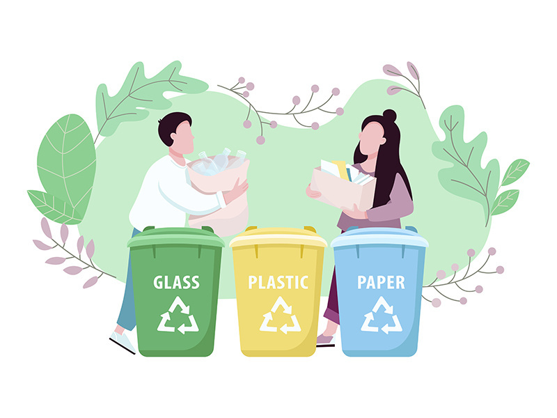 Waste management, eco friendly living 2D vector web banner, poster