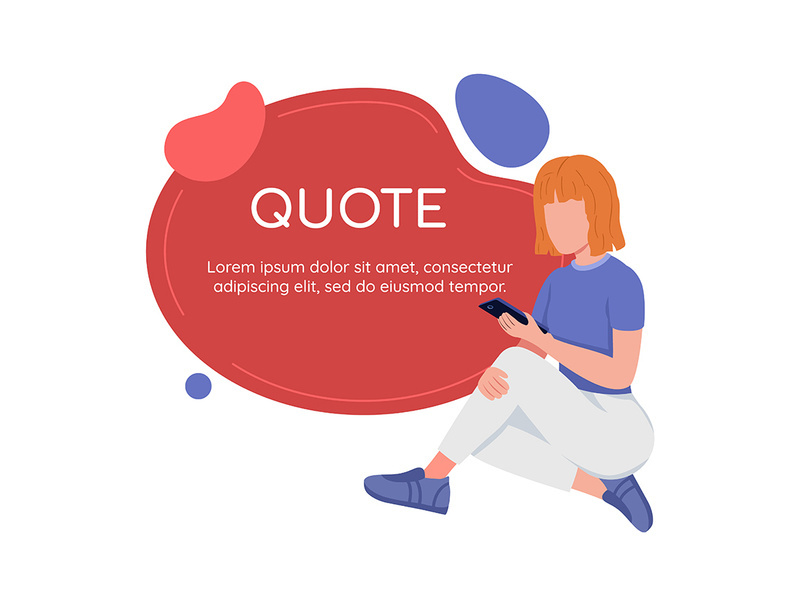 Social network and communication quote textbox with flat character