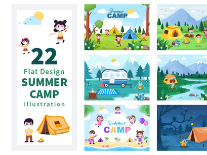 22 Summer Camp Landscape Illustration