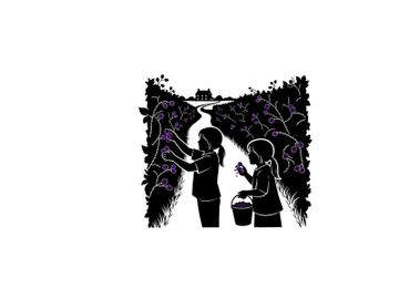 Silhouette of two people by a river with a silhouette background preview picture