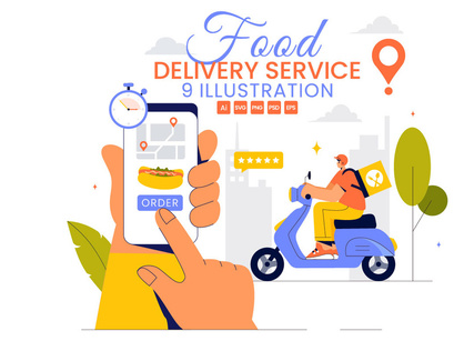 9 Online Food Delivery Illustration