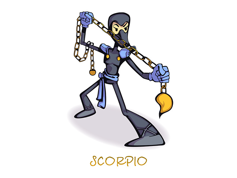 Scorpio zodiac sign person flat cartoon vector illustration