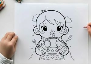 Cute girl drinking coffee vector illustration flat design