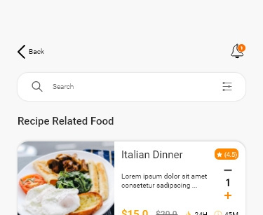 Food Recipe Mobile App UI