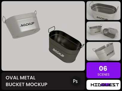 Oval Metal Bucket Mockup