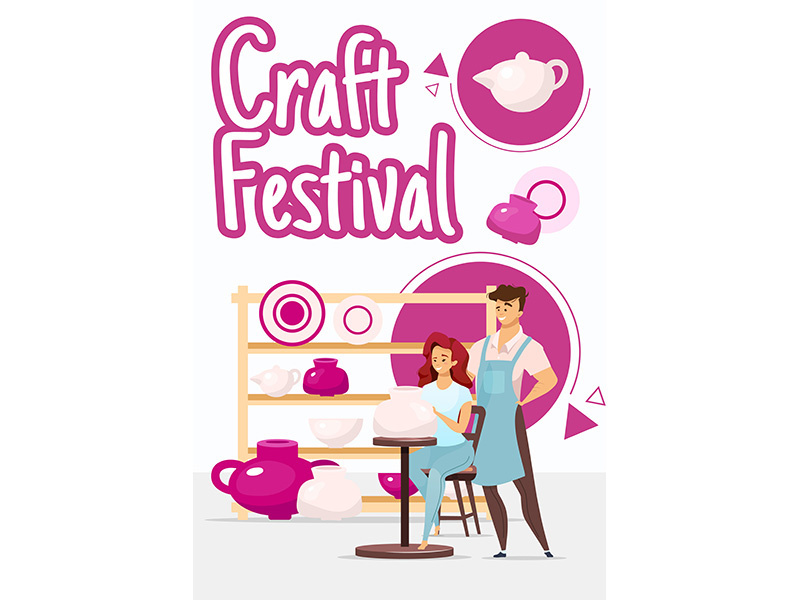 Craft festival poster vector template