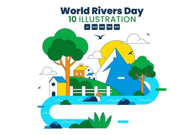 10 World Rivers Day Illustration preview picture
