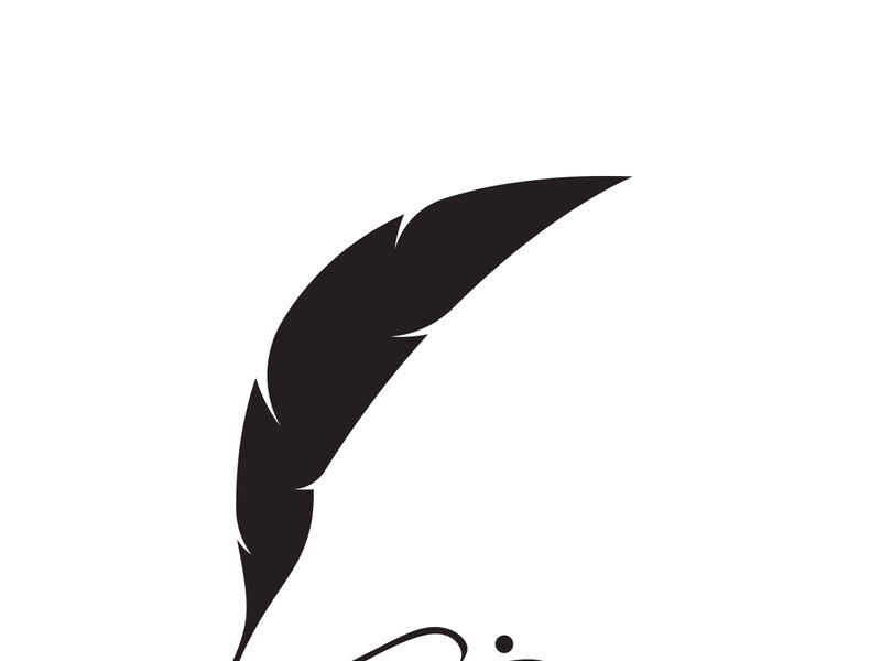 Feather quill design icon and logo illustration classic stationery