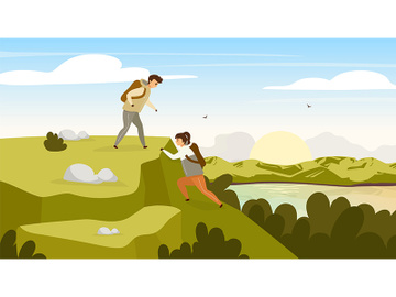 Climbing group flat vector illustration preview picture