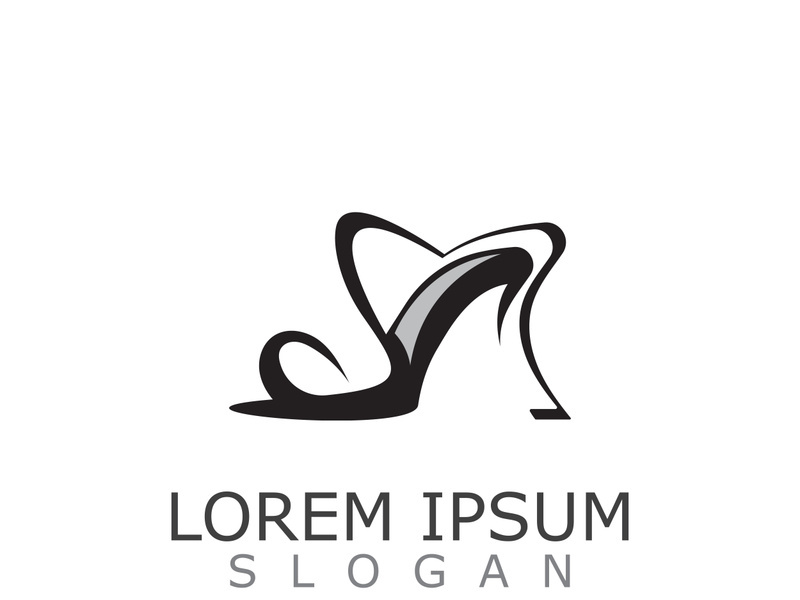 Women shoes logo design High heel fashion shop icon vector for business store