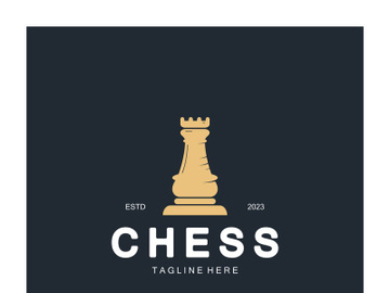 Chess strategy game logo with horse, king, pawn, minister and rook. Logo for chess tournament, chess team, chess championship, chess game application. preview picture