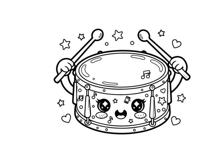 Cute drum playing music vector illustration flat design