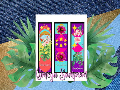 Vibrant Girls Set of  3 Digital Printable Downloadable Bookmarks Book Lovers Gift Avid Readers Gift Book Club Gift Gift Tags Candle Labels