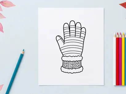 Ilustración de manoplas dibujadas a mano para tarjetas de felicitación navideñas de invierno festivas y manualidades