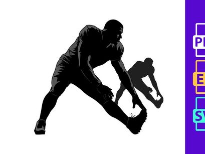 Black silhouette of two football players in action