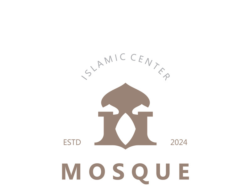 Mosque Logo design, simple islamic architecture, emblem symbol islamic center vector template