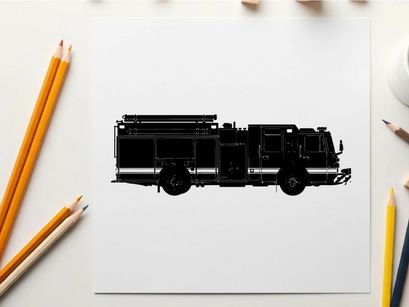 Silhouette of a fire truck vehicle emergency response