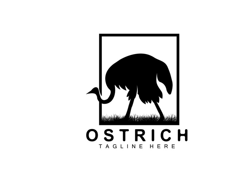 Ostrich Logo Design, Desert Animal Illustration, Living In The Forest, Vector Camel Brand Product