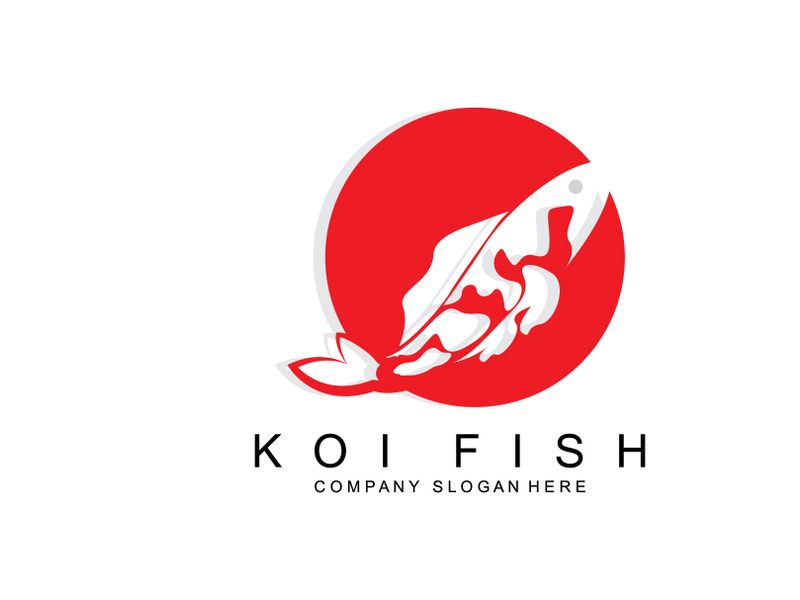 Koi Fish Logo Design, Ornamental Fish Vector, Aquarium Ornament Illustration Brand product