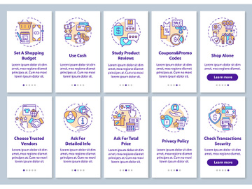 Smart shopping tips onboarding mobile app page screen with concepts set preview picture