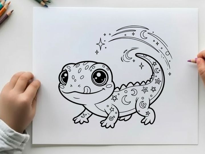 Cute cartoon frog with stars vector illustration