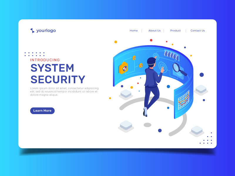 System security - Landing page illustration template