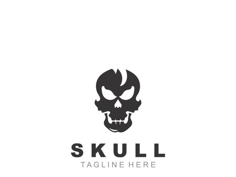 Skull skeleton logo vintage template idea on white background