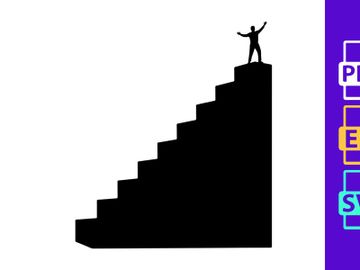 Business success concept silhouette reaching top of growth chart at sunset preview picture