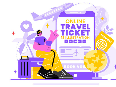 18 Online Travel Ticket Illustration