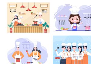 16 Chef Is Cooking In The Kitchen Background