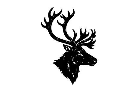 Stylized reindeer head silhouette for Christmas holiday decor