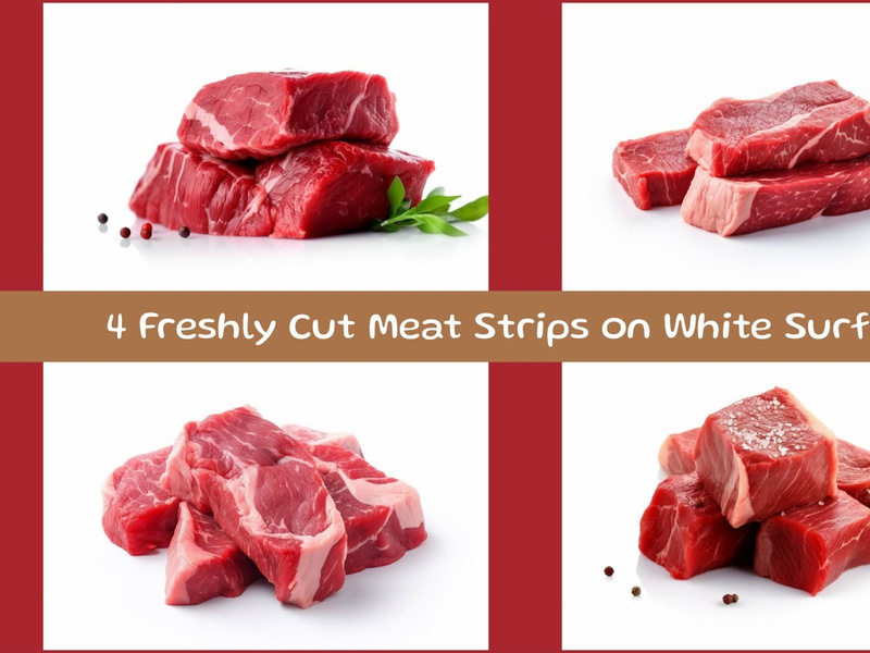 Freshly Cut Meat Strips on White Surface