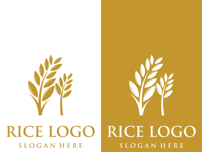 Rice organic farm natural plant logo for business , company , agriculture, product.