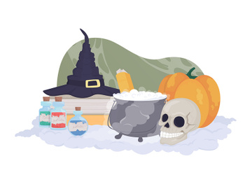 Halloween witch decor 2D vector isolated illustration preview picture