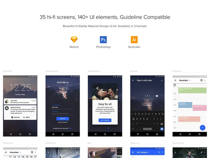 Material Design UI Kit
