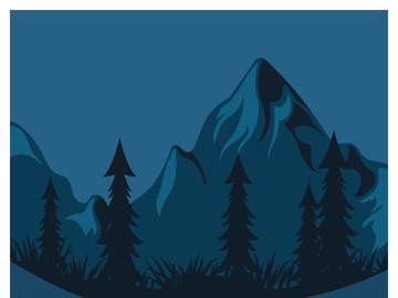 Beautiful landscape of mountains pine trees and moon design vector preview picture