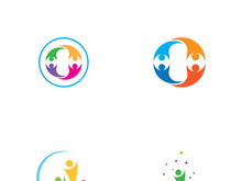 Community of people logo design with creative idea.