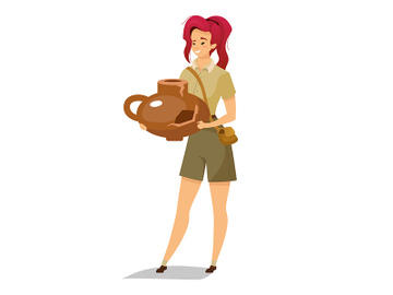Female archeologist flat color vector illustration preview picture