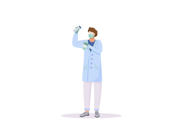Chemist with flasks flat color vector faceless character preview picture