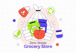 10 Zero Waste Grocery Store Illustration