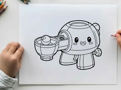 Cute robot washing hands soap hygiene vector illustration