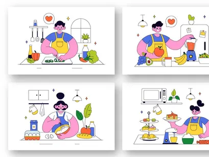 10 Cooking Vector Illustration