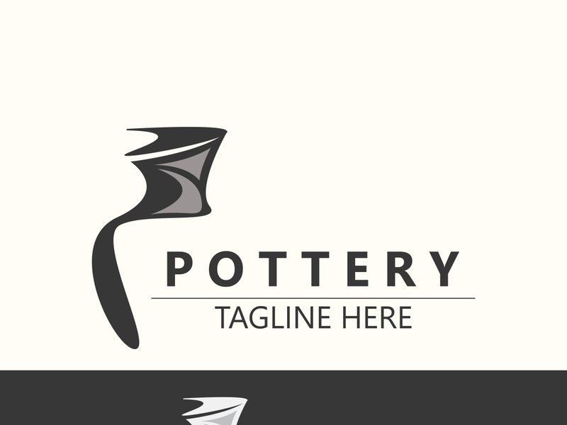 Pottery logo design handmade, creative traditional mug craft sign concept inspiration nature workshop