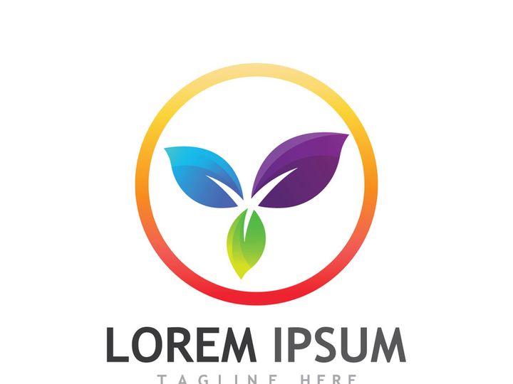 Colorful natural leaf logo design.