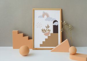 Flower wall art framed canvas Boho